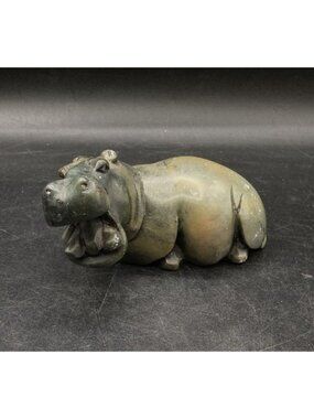 Hippopotamus Resting Hippo Shona Sculpture Soapstone African Art 4.5” L READ